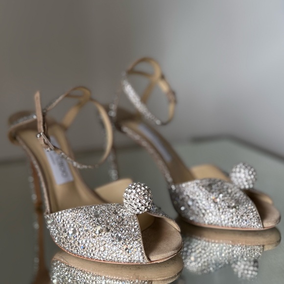 Like new Jimmy CHOO Sacora 100 Sandals with Crystals Sphere Detail 38.5 - Picture 13 of 17